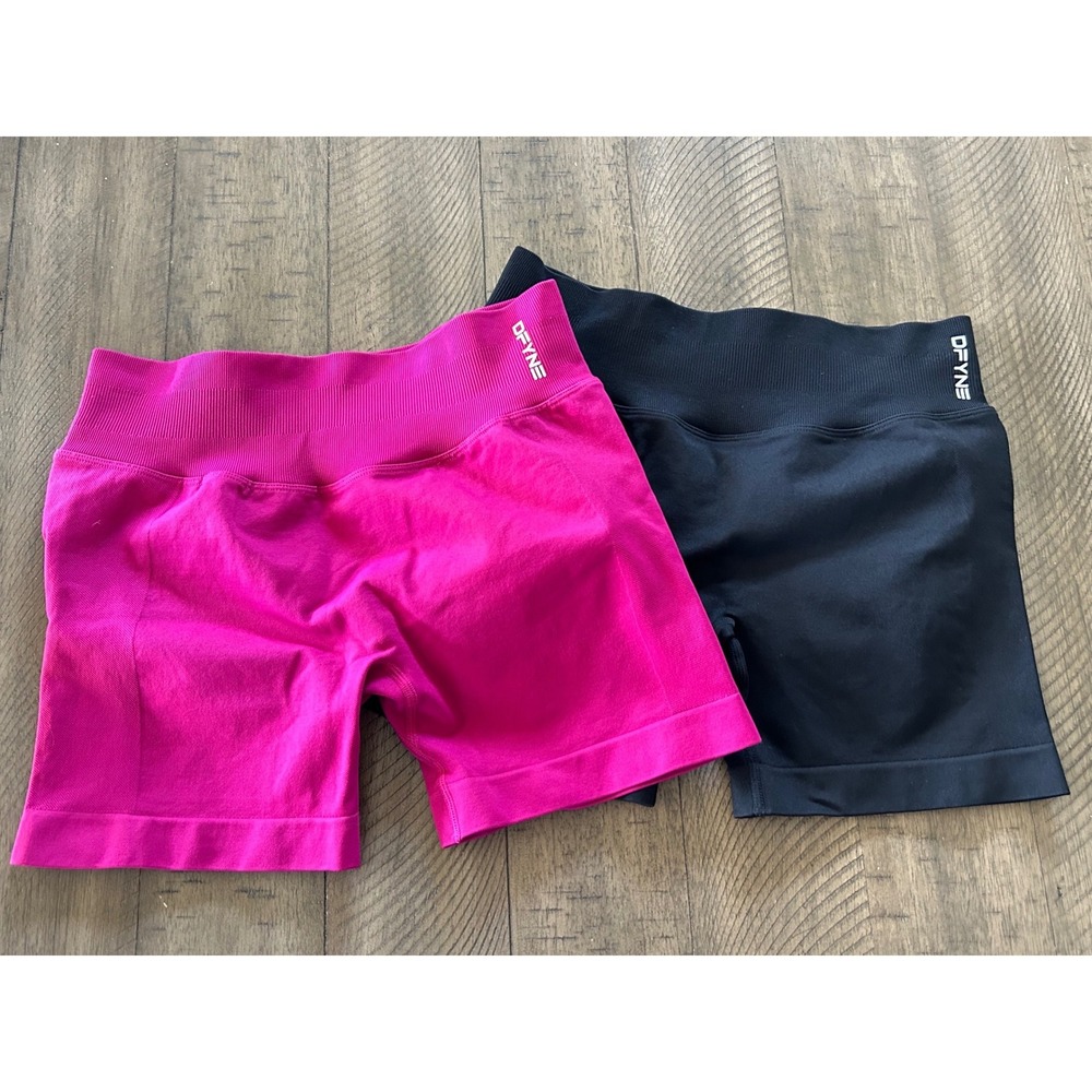DFYNE Dynamic Seamless Shorts LOT(2) 4.5" Black Pink M Scrunch Butt Gym Workout